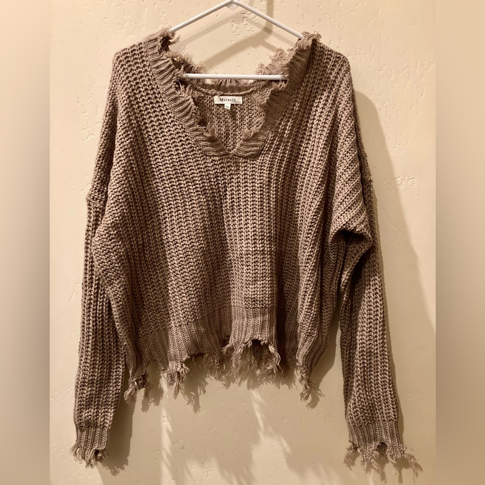 Miracle Frayed-Hem Fashion Sweater